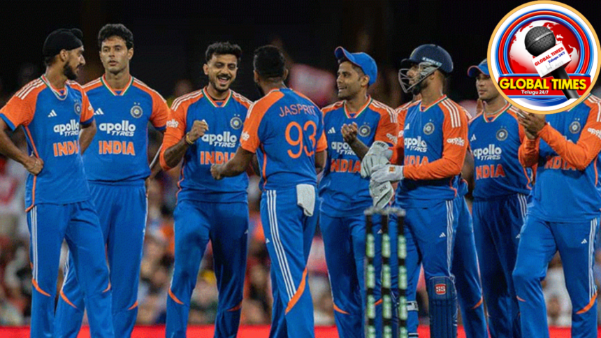 T20 World Cup cricket match with players celebrating on the field