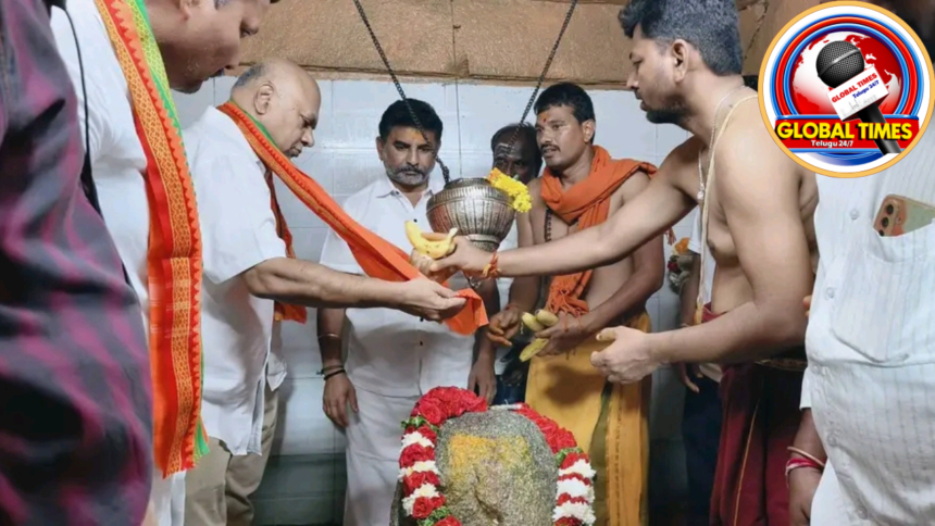 Devotees participating in Mahashivaratri special rituals at Gurujala Ramalingeswara Swamy Temple in Andhra Pradesh.