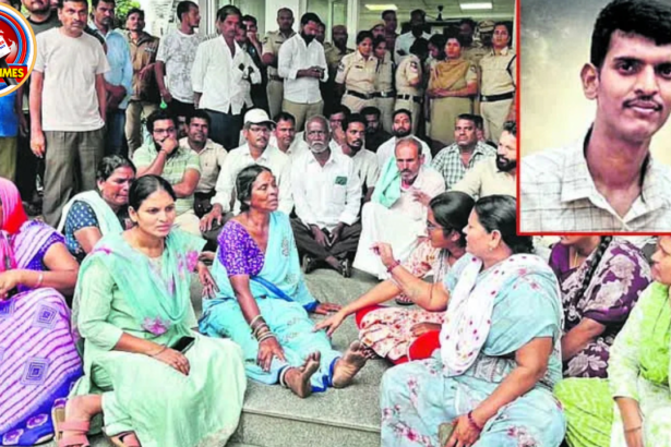 కానిస్టేబుల్ సాయికుమార్ మృతి నేపథ్యంలో ఎల్బీనగర్ ఏసీపీ కార్యాలయం వద్ద ఆందోళన చేస్తున్న కుటుంబ సభ్యులు